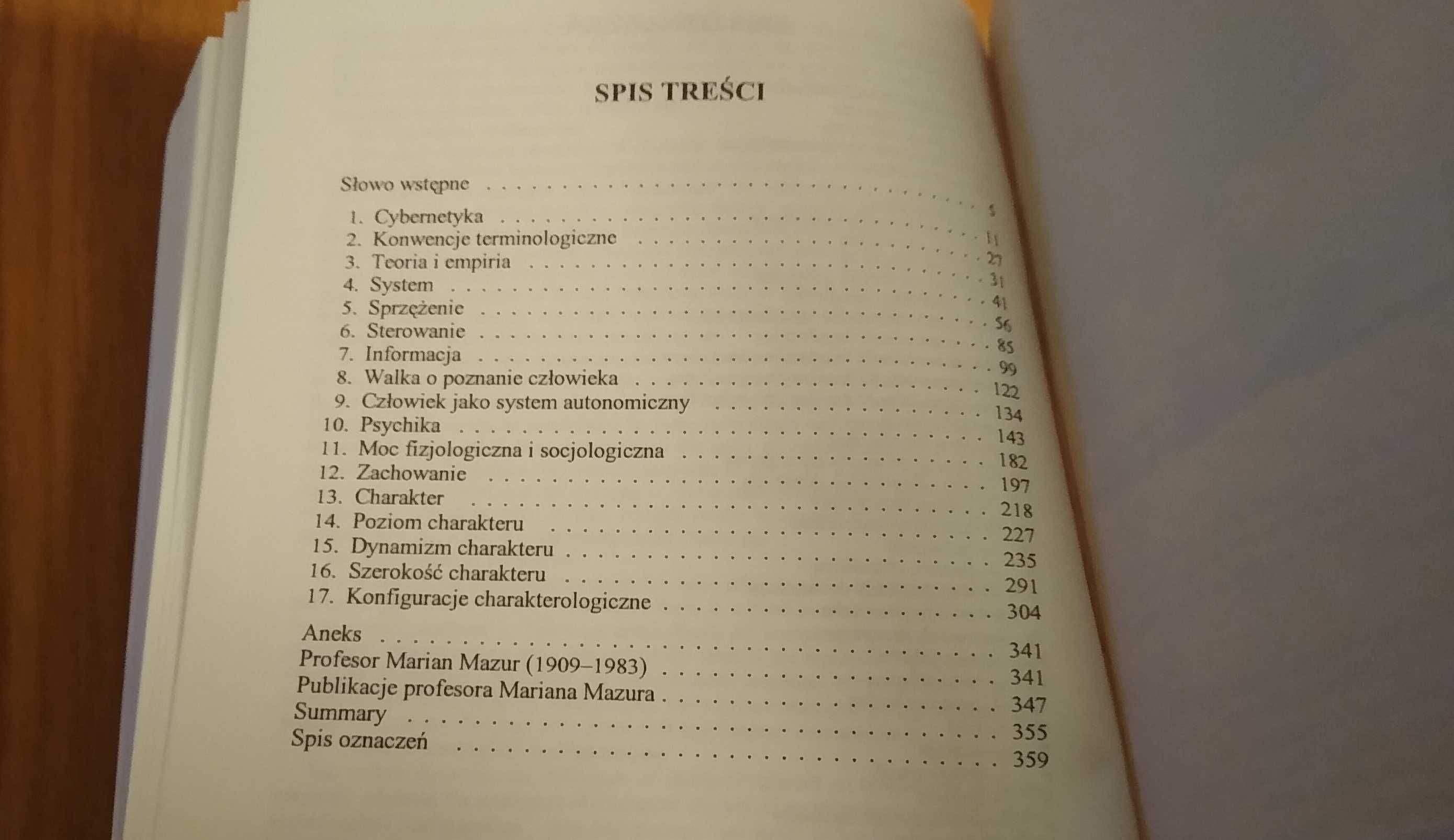 Cybernetyka i charakter / Marian Mazur WYD 2 1996