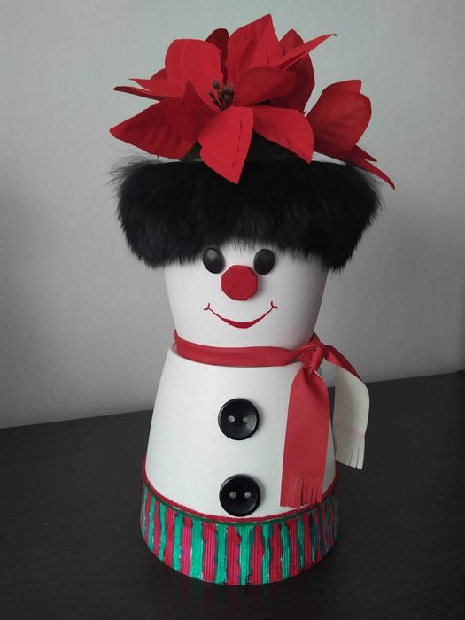 Dekoracja Prezent BAŁWANEK ŚWIĘTA Doniczki