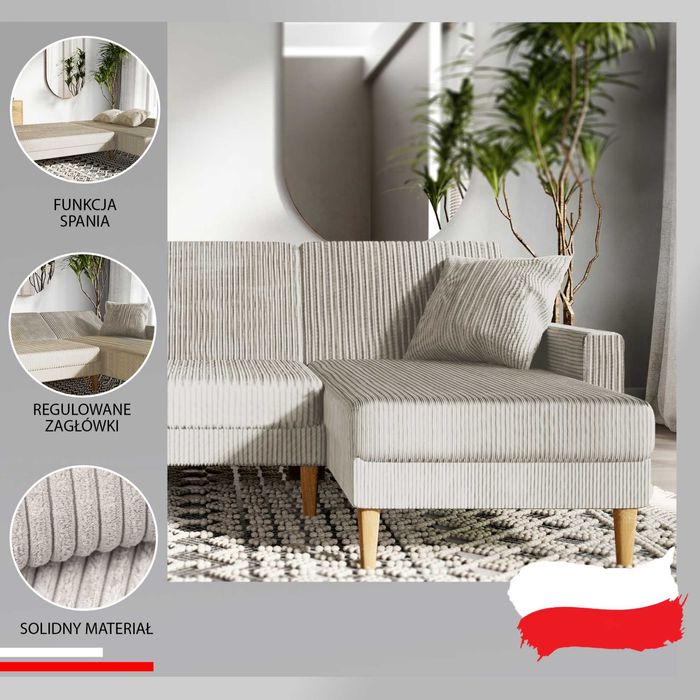 Nowy narożnik Regulowane oparcie funkcja spania uniwersalny sofa