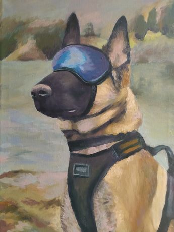Obraz olejny- portret psa