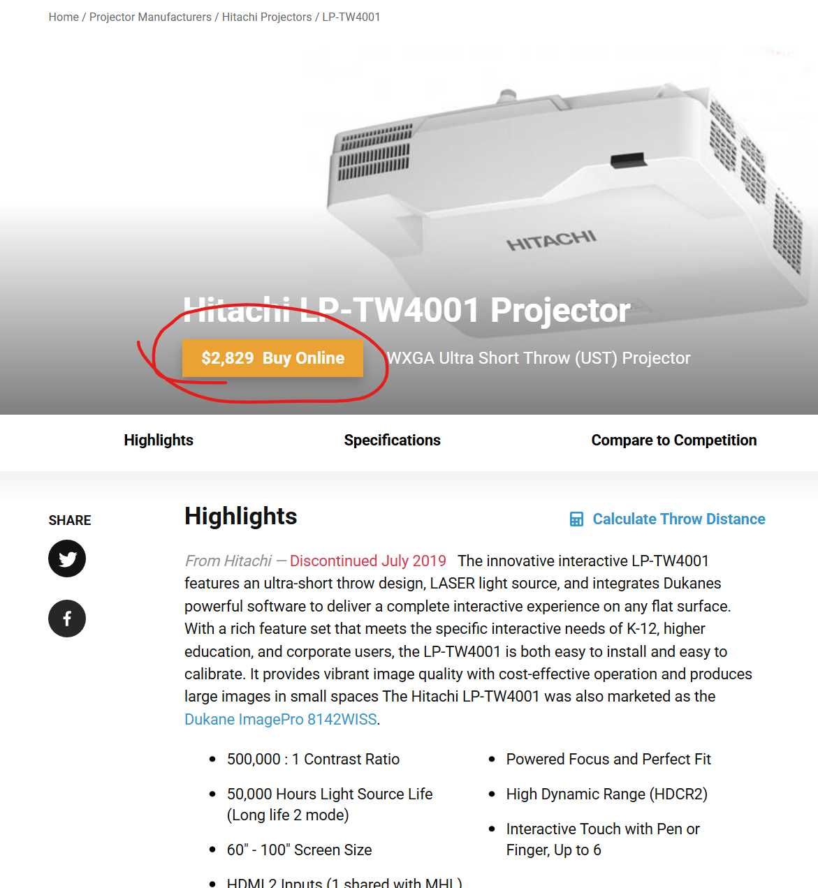 Інтерактивний проектор LED+Laser HITACHI LP-TW4001 / AW3001 дошка