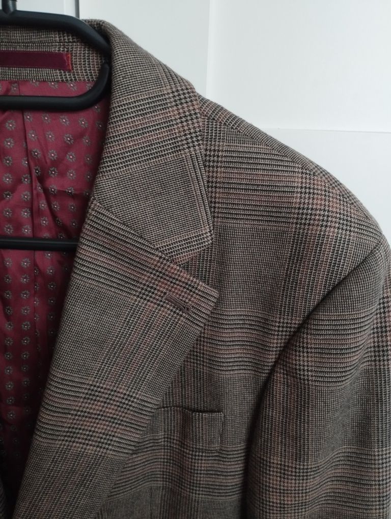 Marynarka w pepitkę brąz 100% wełna 42R XL Next