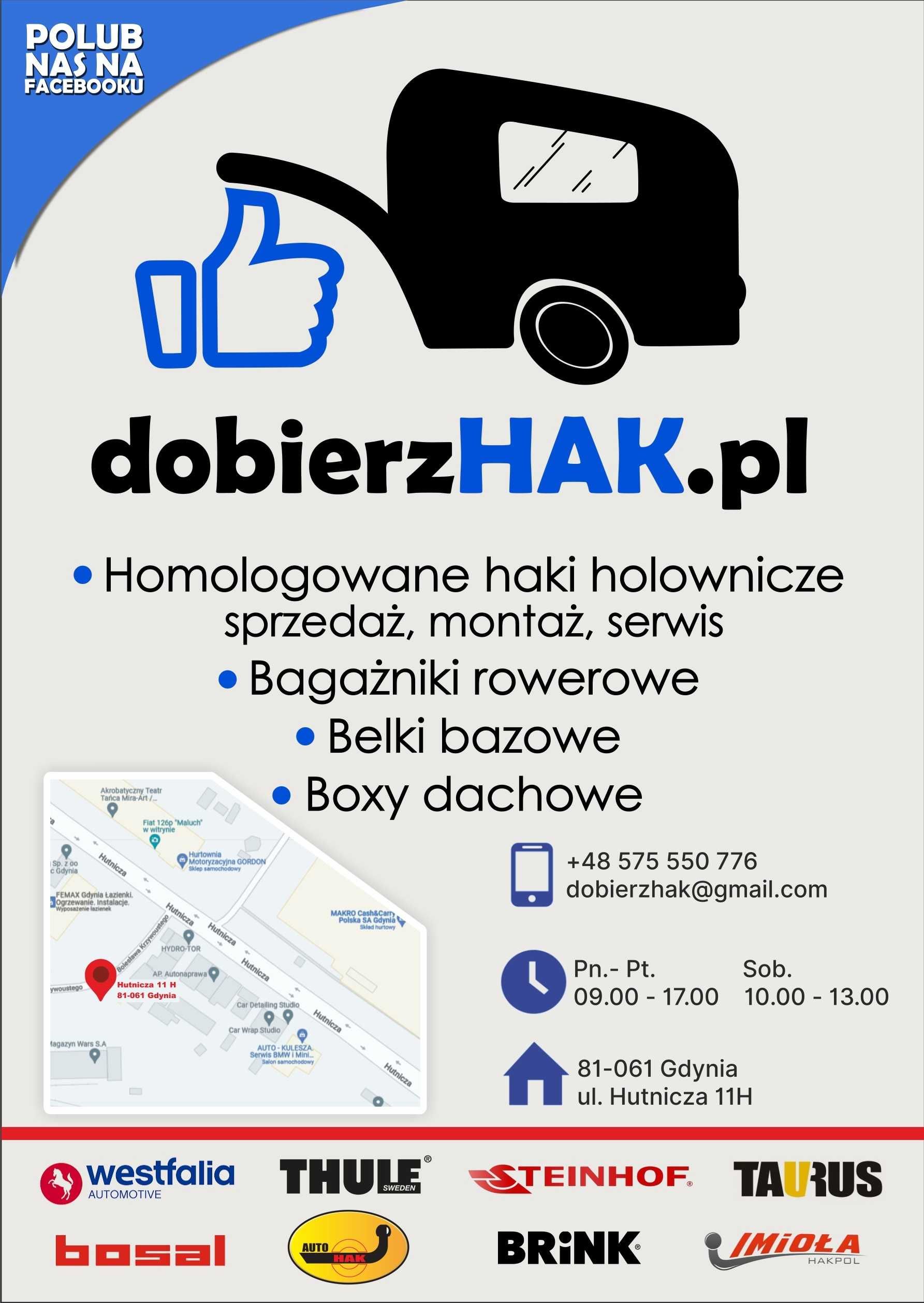 DobierzHak.pl sprzedaż i montaż haków holowniczych ul.Hutnicza 11H GDY