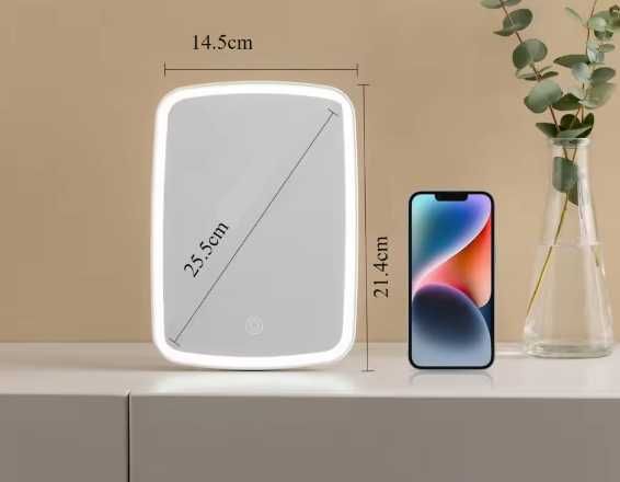 Lusterko do makijażu kosmetyczne stojące białe z podświetleniem