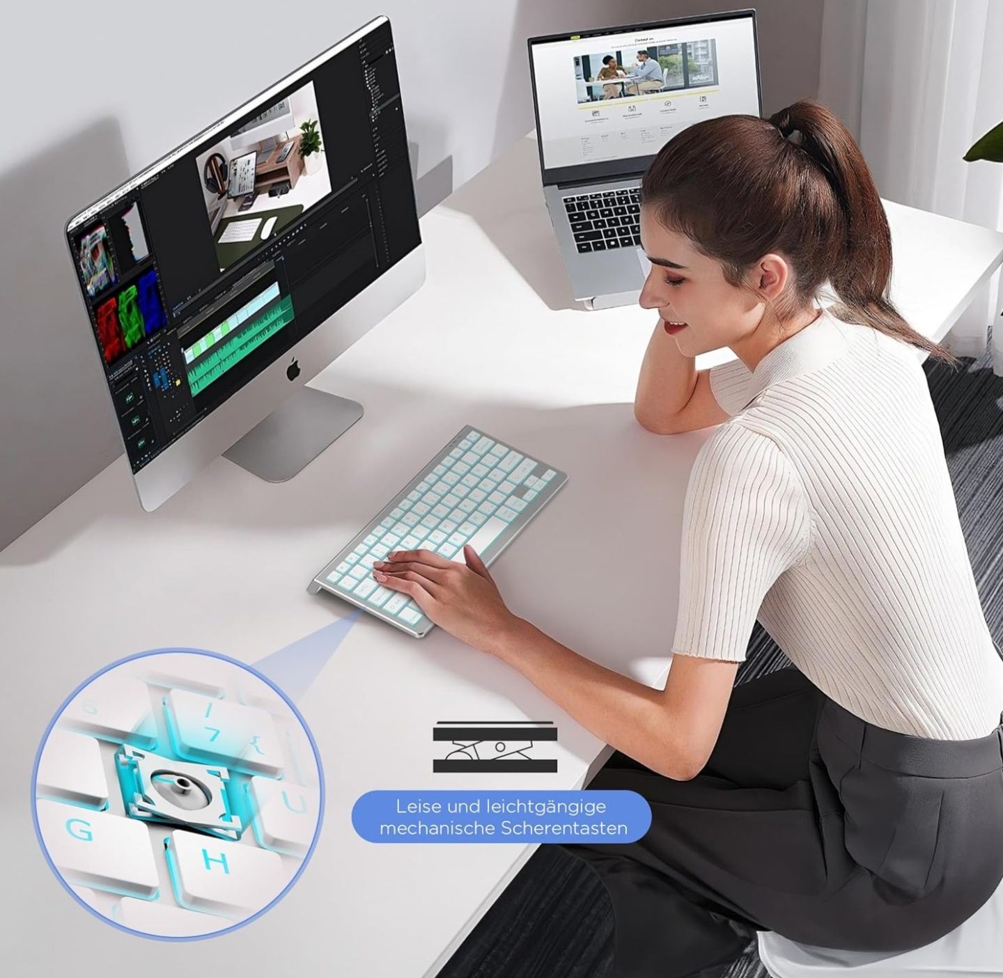 CACOE Klawiatura Bluetooth – wielofunkcyjna, podświetlana,