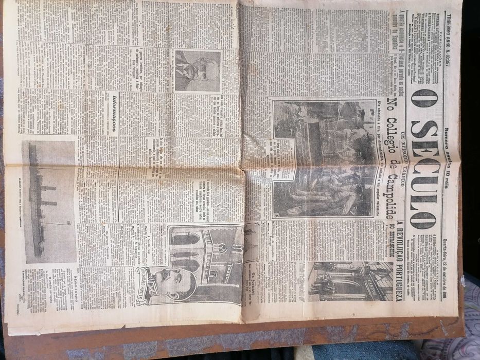 O Século A REVOLUÇÃO de 1910 Portugueza Jornal Completo e ORIGINAL