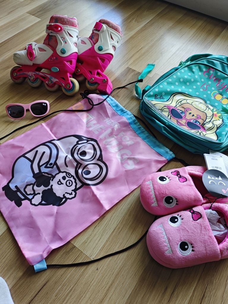 Rolki, worek, okulary, bambosze