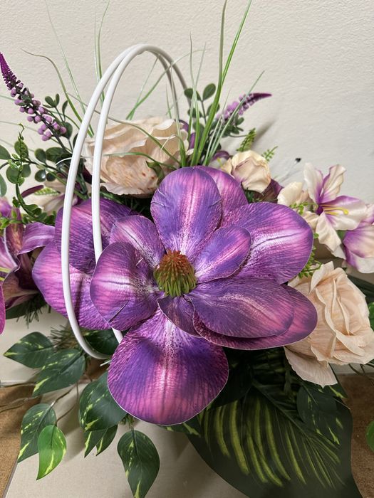 Kompozycja nagrobna Premium,komplet -stroik+ bukiet do wazonu