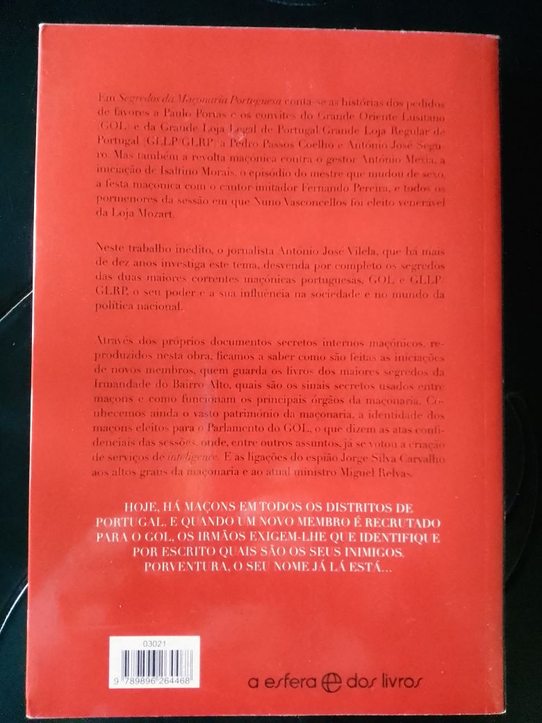 Segredos da Maçonaria Portuguesa de Antonio José Vilela