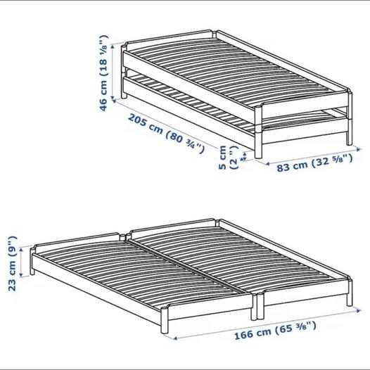 2 camas IKEA de solteiro empilháveis em pinho