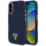 Etui Guess Denim Triangle Logo MagSafe na iPhone 16 - niebieskie