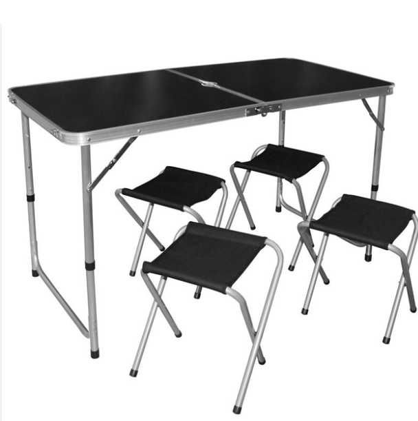 Складаний стіл для пікніка + 4 стільчики Чорний