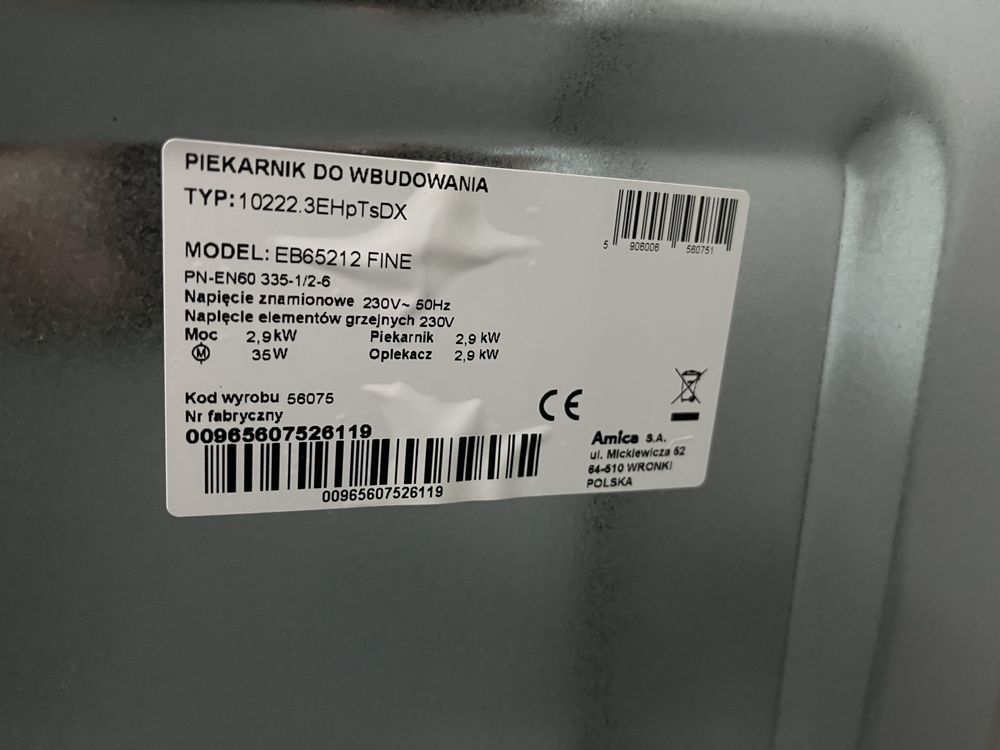 Piekarnik Amica 69L A+ |12msc |BD stan |Dowóz