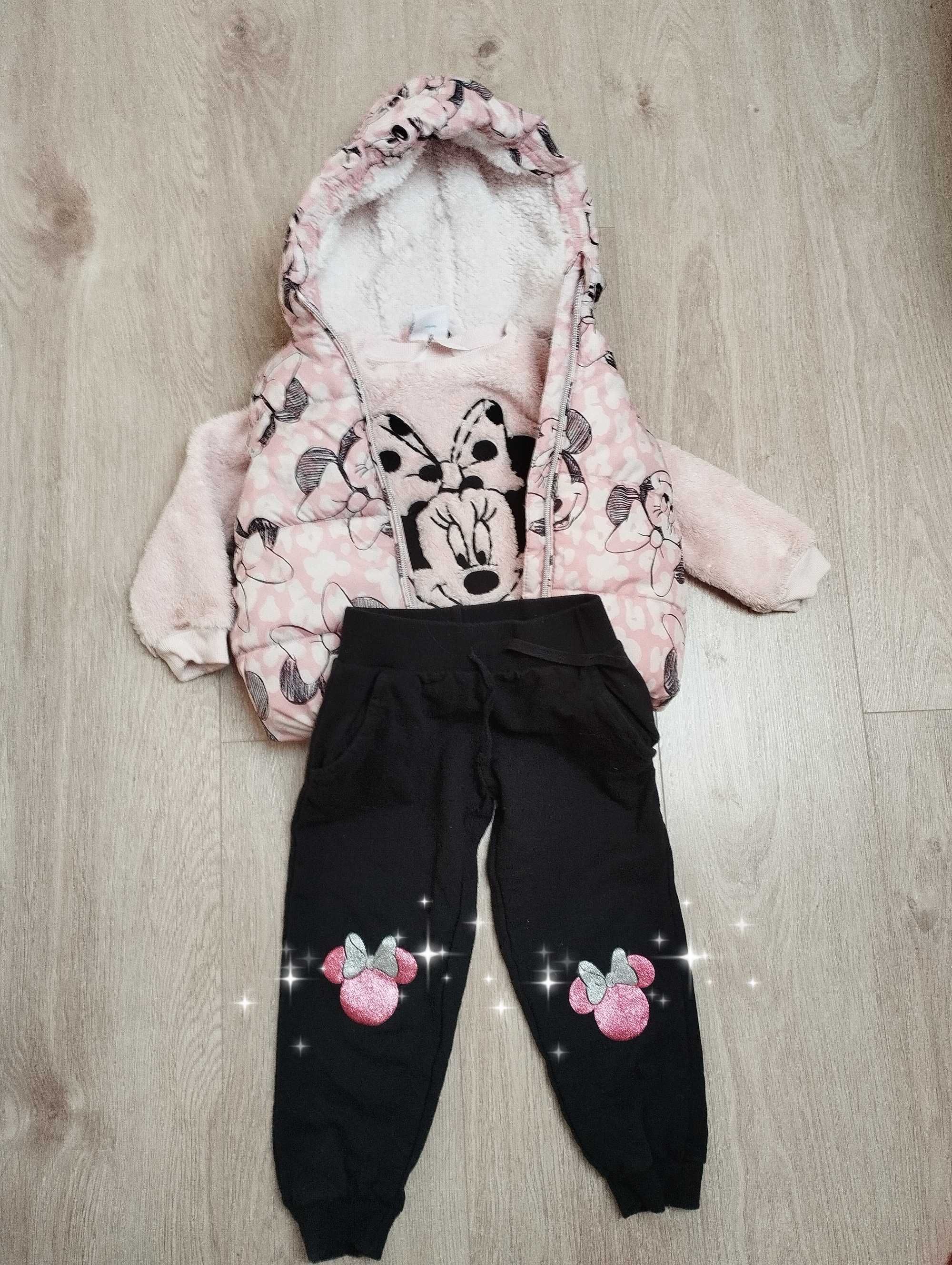 Zestaw kamizelka bluza h&m  myszka Minnie spodnie r 3/4 lata