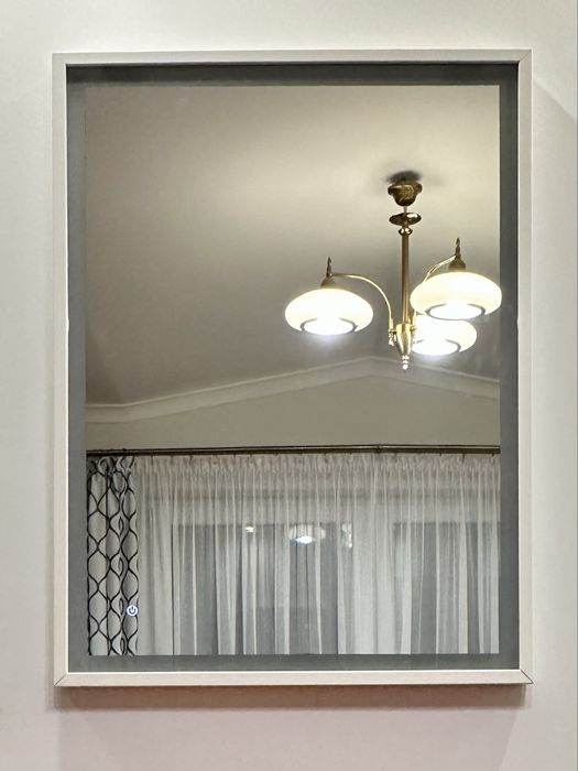 Lustro podswietlane LED, dotykowe, biala rama