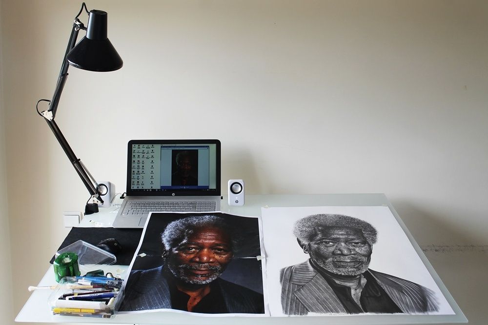 Desenho hiper realista - Morgan Freeman