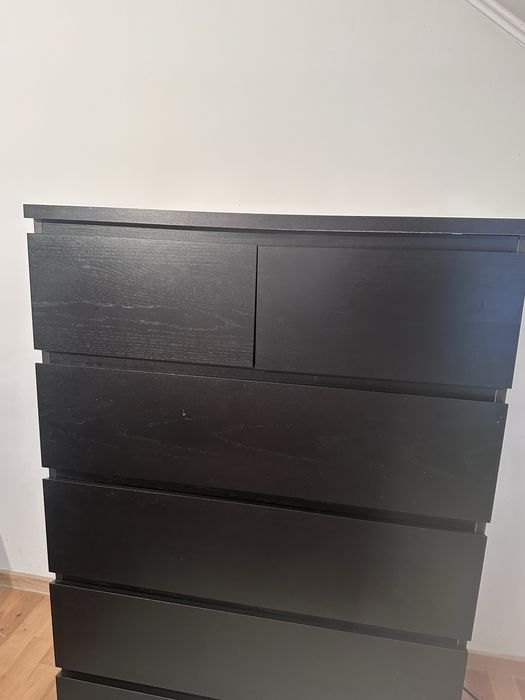 MALM Komoda, 6 szuflad, czarnobrąz