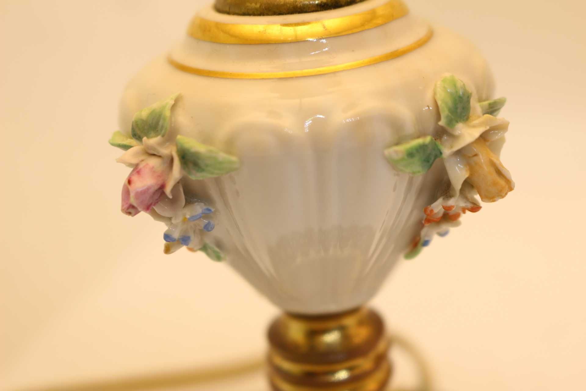 Vintage Par de Candeeiros em Porcelana Artibus e Pés em Bronze 36 cm