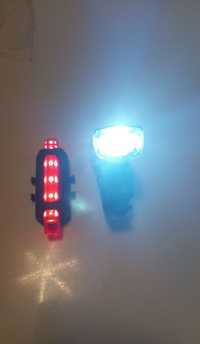 Lampy rowerowe lampki LED na rower ładowanie USB komplet przód i tył