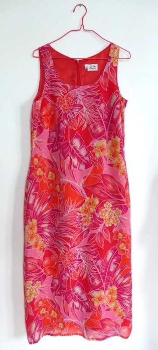 Real Vintage modowa perełka długia sukienka 36 S 100% wiskoza tropical