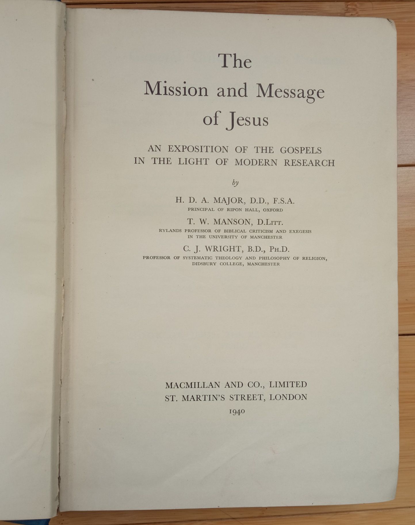 The mission and  message of Jesus - Major, Manson, Wright