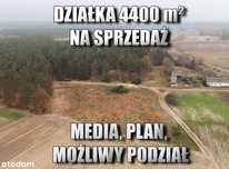 Działka 4400 m² przy lesie, media, MPZP, możliwy podział