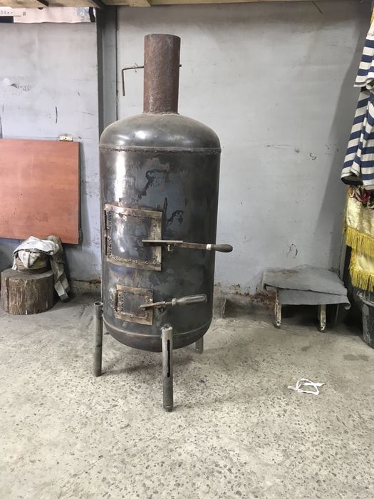 Буржуйка печка в гараж 80 литров балон