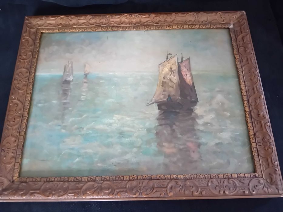 Marynistyka obraz olejny piekny i bardzo stary