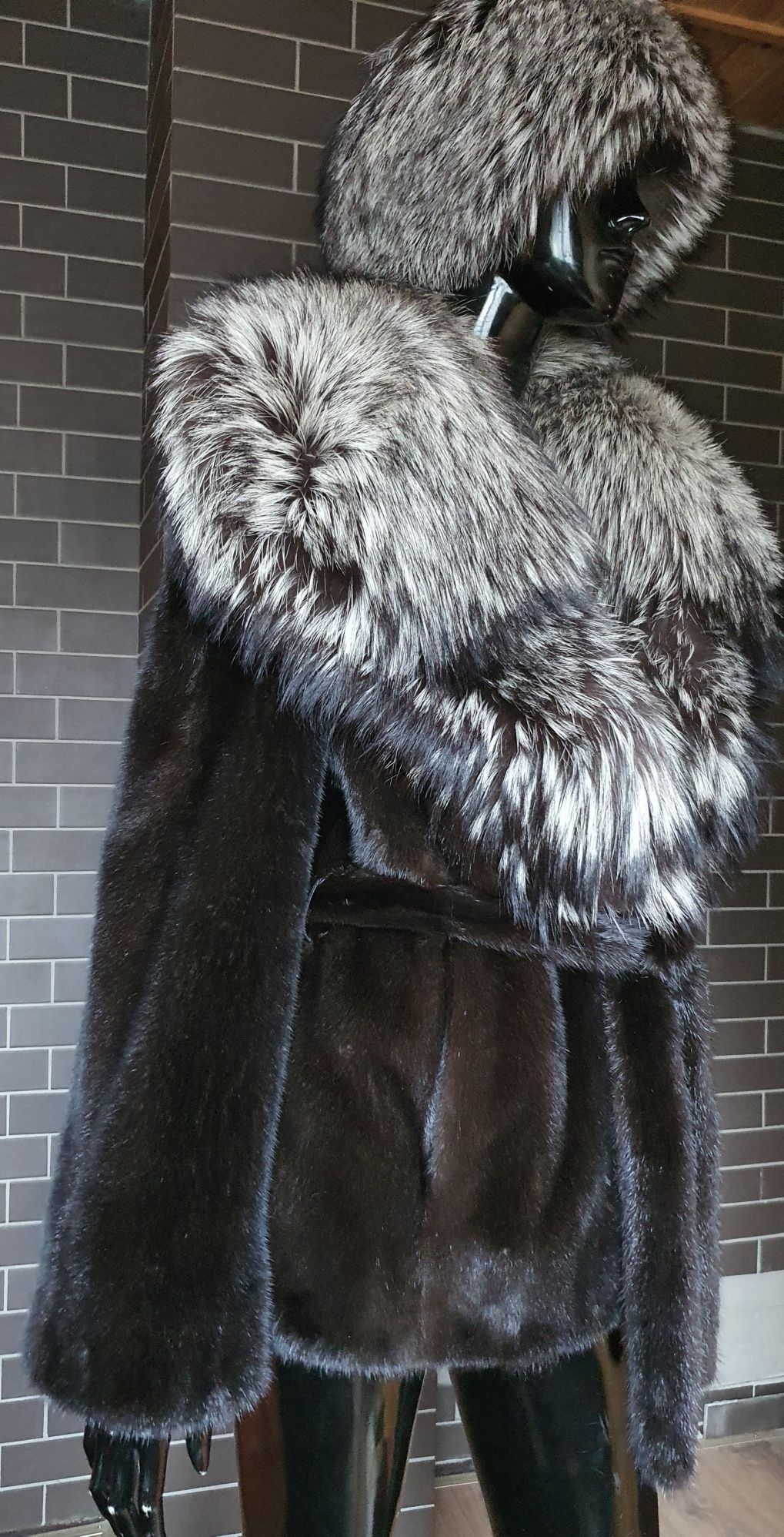 Норкова шуба, норка , Platinum Fox, 70 см Gata Fur