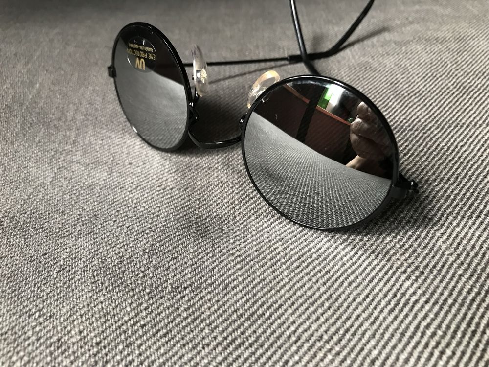 Okulary przeciwsłoneczne lenonki czarne lustrzanki nowe z filtrem uv