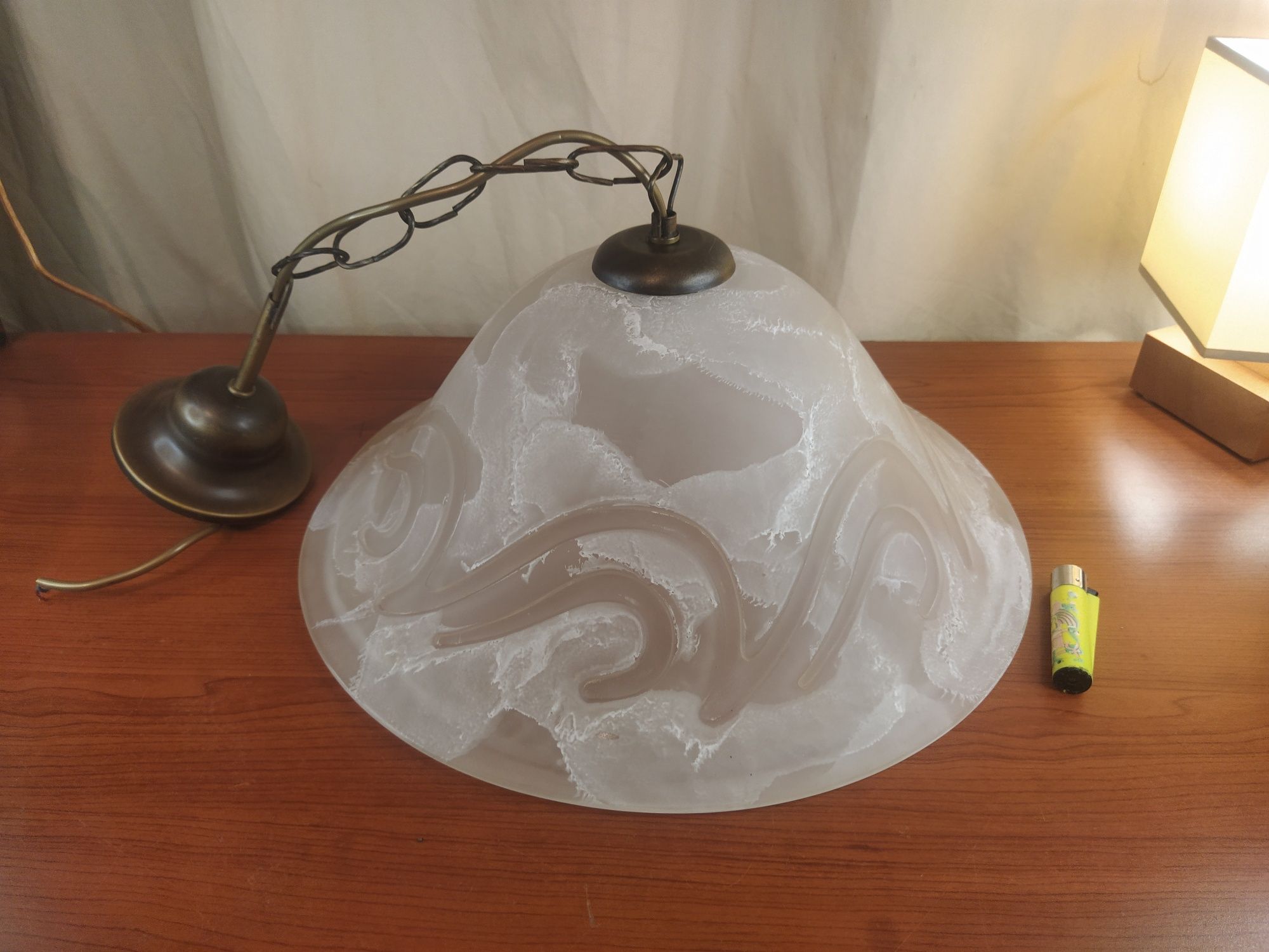 Lampa sufitowa, klosz szkło alabaster masywne