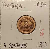 Portugal - moeda de 5 centavos de 1927 (G)