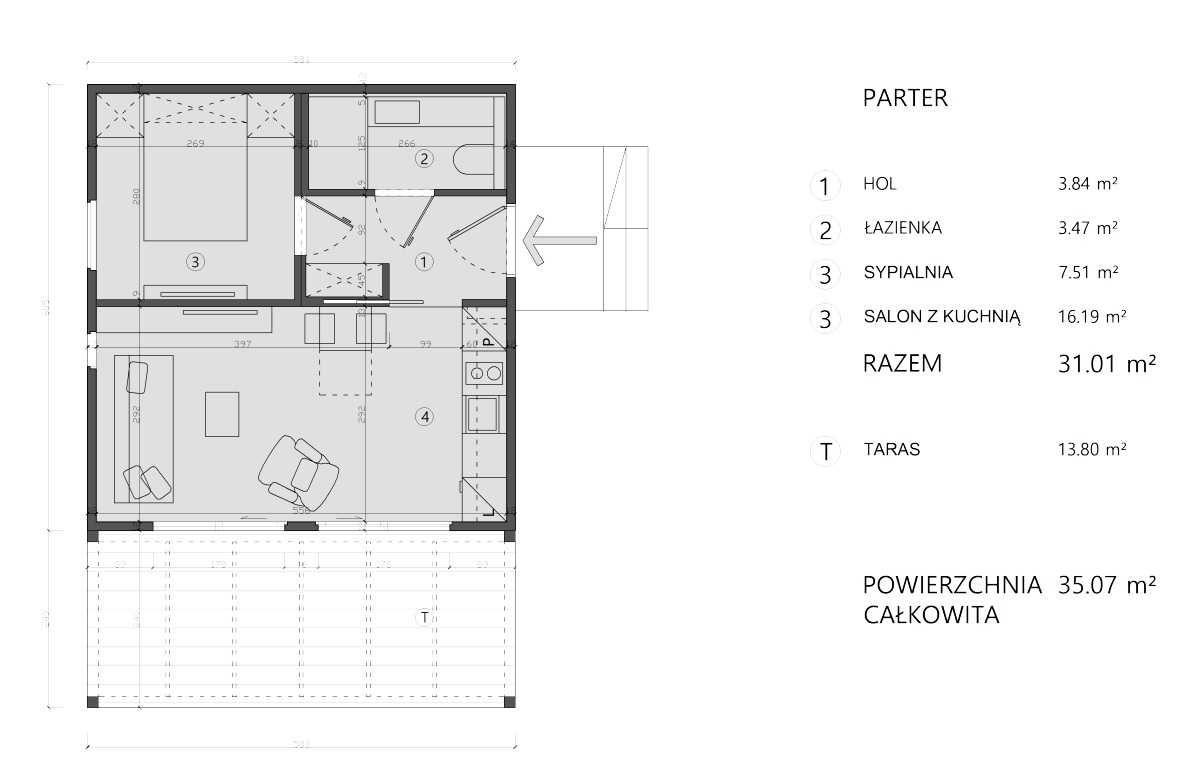 Dom letniskowy, modułowy całoroczny 36m2 GREENHAUS