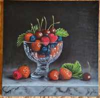 Гиперреализм, креманка с ягодами, вкусный натюрморт, написан маслом