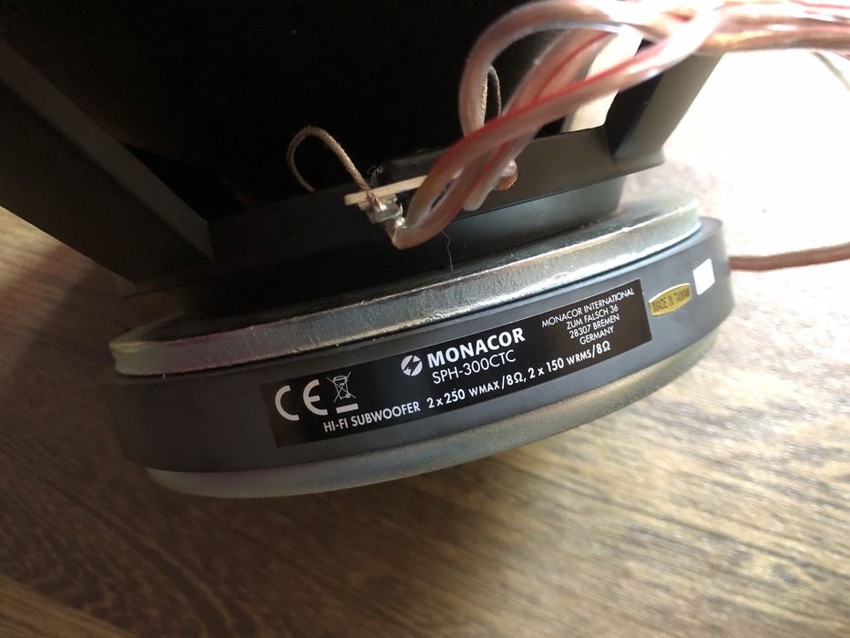 Сабвуфер Monacor SPH300CTC, 300/500 ват, 92 дб, 18 Гц, Hi-End!