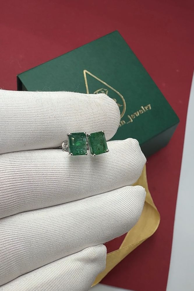 Серьги с изумрудами 2.60ct золото 585 сережки смарагд