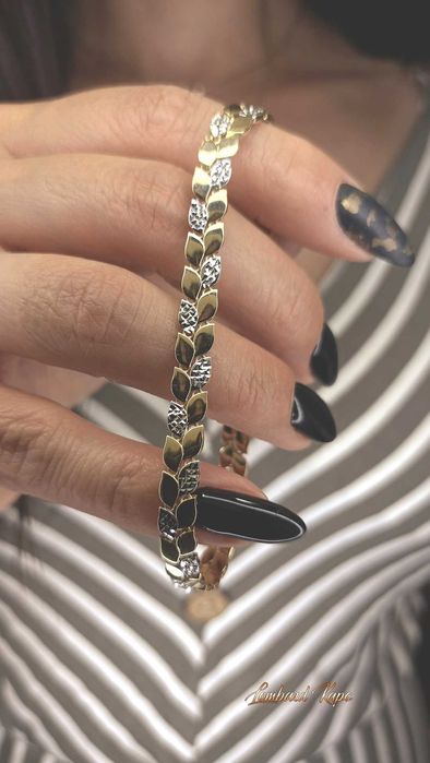 Złota bransoletka p.585/7,21g  Listki