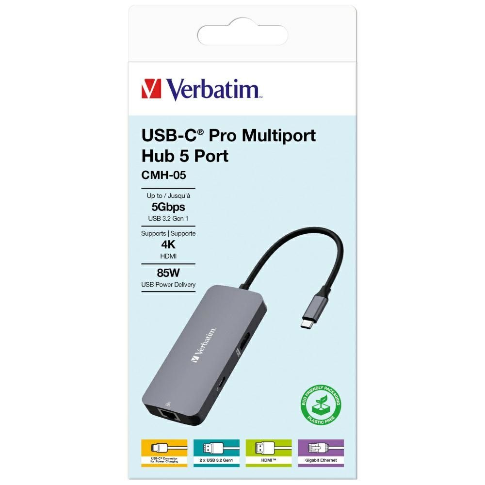 Verbatim Adapter Hub USB-C - HDMI/USB-C  /Eternet/2xUSB-A 3.0 alumin