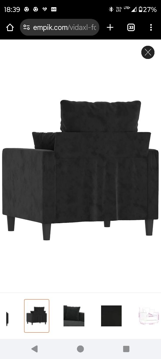 Fotel czarny 60cm.