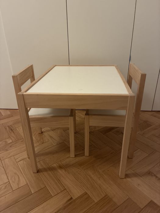 LÄTT Stolik dziecięcy i 2 krzesła, biały/sosna