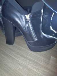 Albano buty włoskie rozmiar 38 obcas 12 cm czarne skórzane
