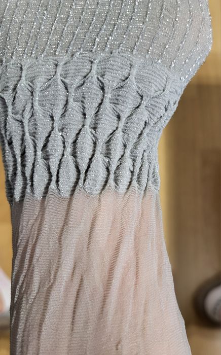 Nowe Marilyn/Gatta rajstopy damskie srebrne brokat prążki