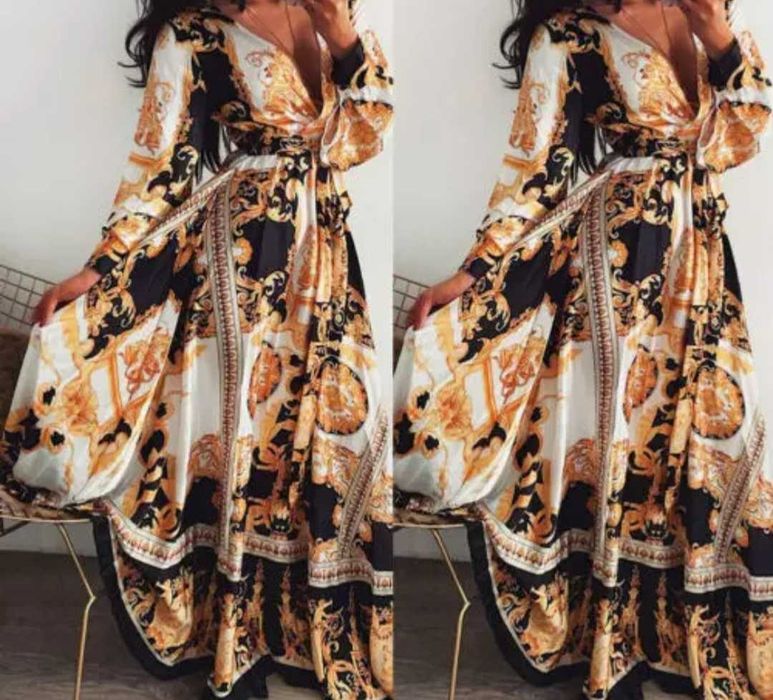 Boho dluga suknia instagram orient arabska tunika wzory narzutka