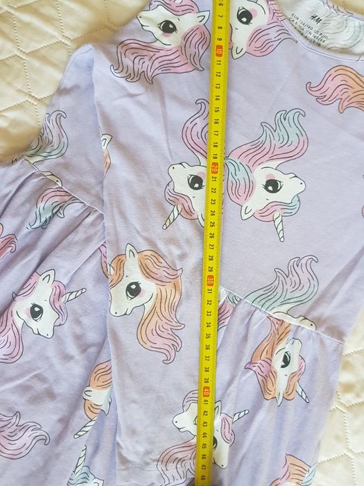 Śliczna fioletowa sukienka dla dziewczynki w jednorożce H&M r.134/140