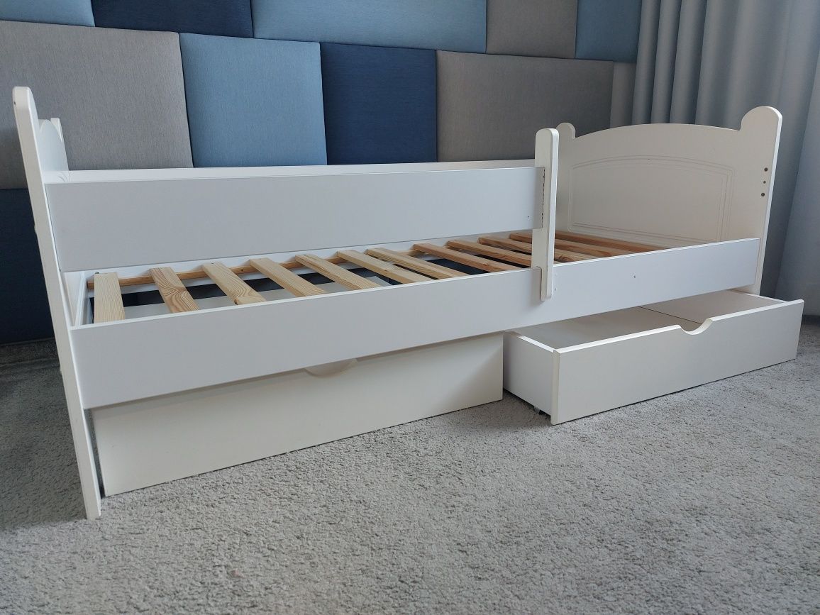 Łóżko Junior dla Dzieci 170x85cm Białe z Szufladami