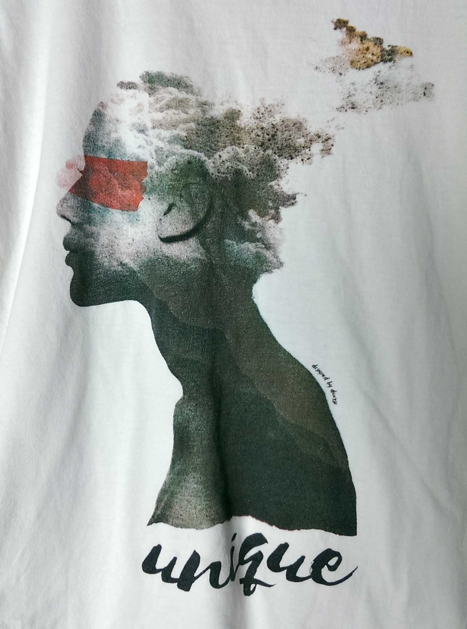 Damska bluzka koszulka t-shirt top krótki rękaw biała Unique Diverse S