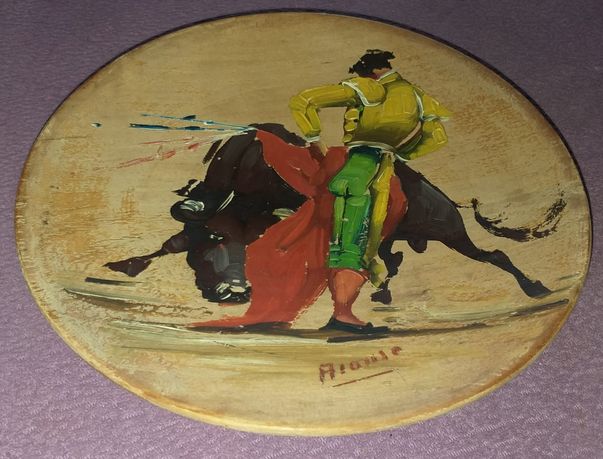 Картина Деревянная тарелка от ALONSO 17см, расписанная маслом