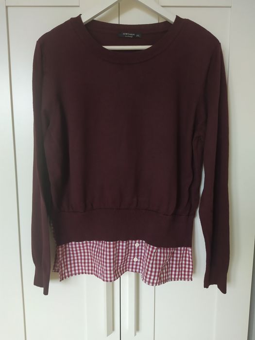 Sweter bordowy z imitacją koszuli r. 2XL LCW