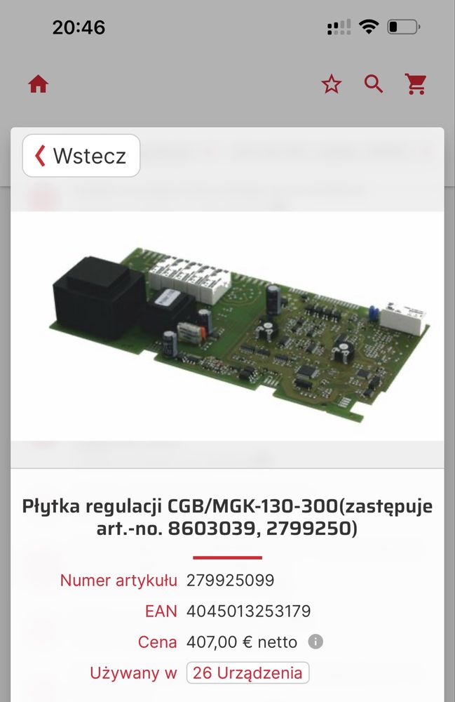Płyta glówna do kotła Wolf CGB , CGS , CGW , MGK