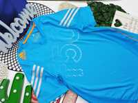 Adidas - oryginalny t-shirt turkus , logo neon r 164